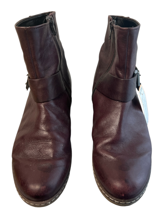 Gabor Shoe Size 8.5 Plum Leather Almond Toe Zip Side above ankle Boots Plum / 8.5