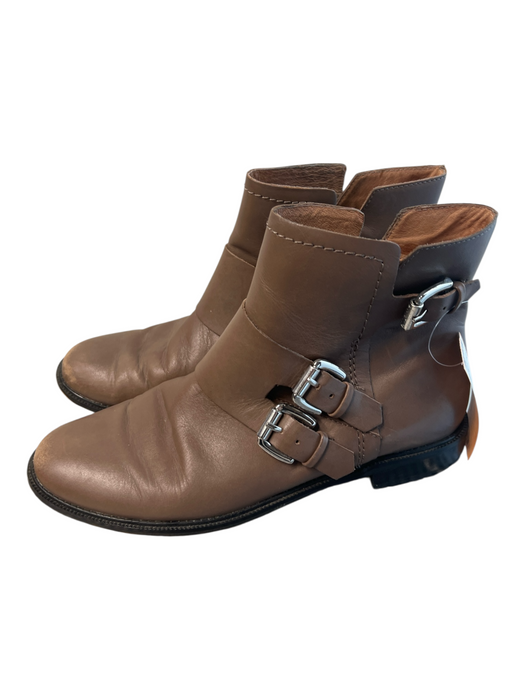 Corso Como Shoe Size 8 Brown Leather Almond Toe Zip Side Buckle Detail Boots Brown / 8