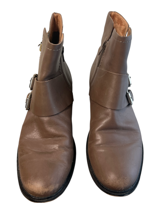 Corso Como Shoe Size 8 Brown Leather Almond Toe Zip Side Buckle Detail Boots Brown / 8