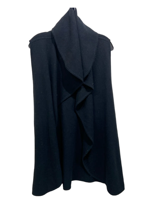 Club Monaco Size XS/S Black Viscose Blend Fold Over Collar Open Front Vest Black / XS/S