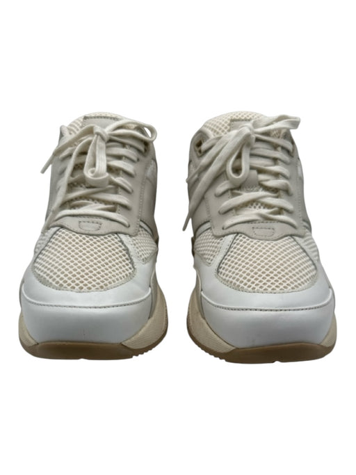 Annie Bing Shoe Size 8 White & Beige Synthetic Mesh Detail Low Top Logo Sneakers White & Beige / 8