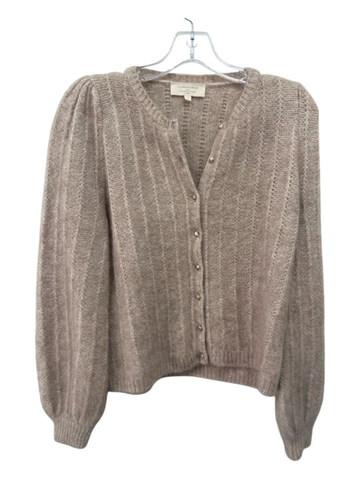 Sezane Size Small Brown & White Polyamide & Merino Wool Button Up Fuzzy Cardigan Brown & White / Small