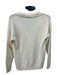 Quince Size Small Cream Cashmere Ribbed Trim Split V neckline Collar Sweater Cream / Small