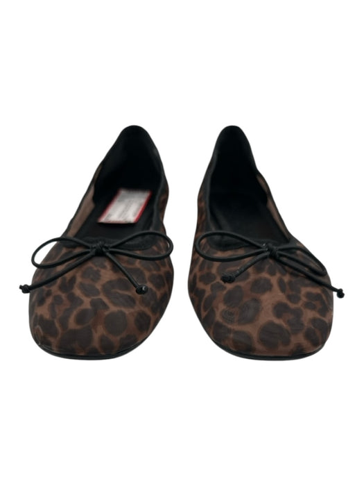 Zara Shoe Size 39 Brown & Black Nylon Bow detail Cheetah Print Ballet Flats Brown & Black / 39