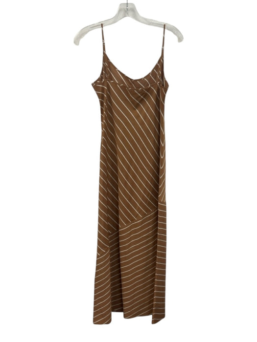 Jenni Kayne Size XS Brown & White Viscose Blend Spaghetti Strap Striped Dress Brown & White / XS