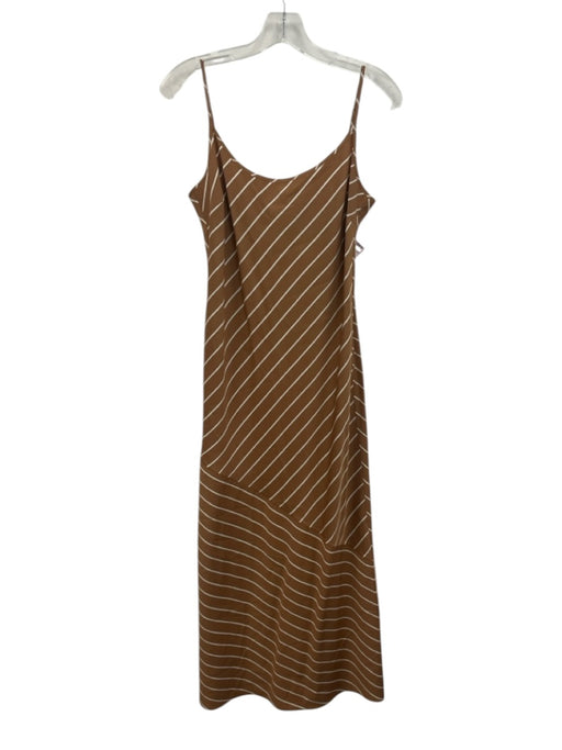 Jenni Kayne Size XS Brown & White Viscose Blend Spaghetti Strap Striped Dress Brown & White / XS