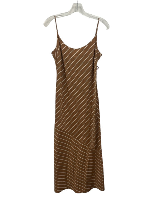 Jenni Kayne Size XS Brown & White Viscose Blend Spaghetti Strap Striped Dress Brown & White / XS