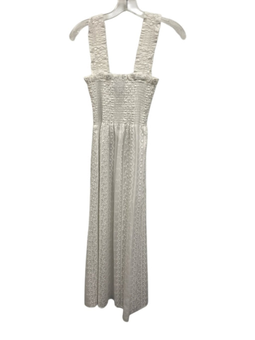 Hill House Size Small White Cotton Sleeveless Floral Embroidery Maxi Dress White / Small