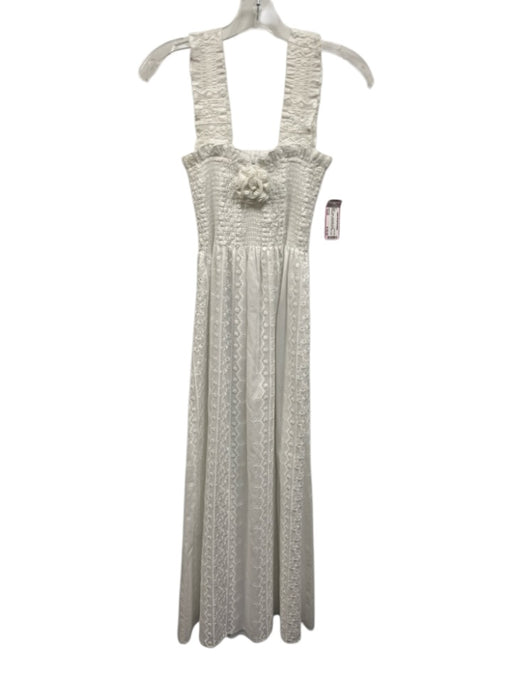 Hill House Size Small White Cotton Sleeveless Floral Embroidery Maxi Dress White / Small