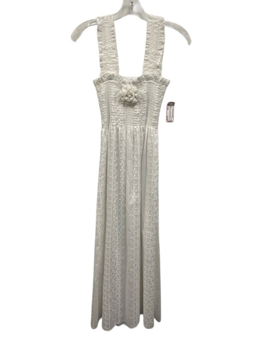Hill House Size Small White Cotton Sleeveless Floral Embroidery Maxi Dress White / Small