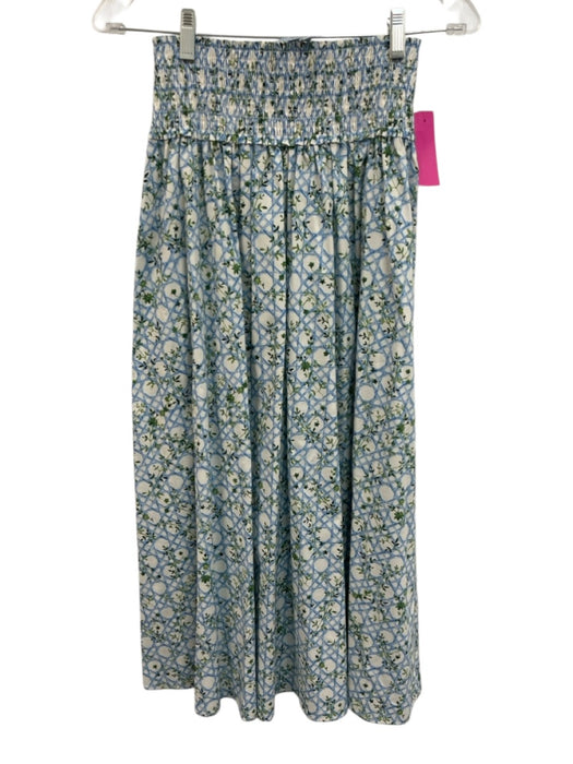 Hill House Size XS/S Green, Blue, White Cotton Sleeveless Floral Maxi Skirt Set Green, Blue, White / XS/S