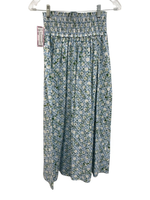 Hill House Size XS/S Green, Blue, White Cotton Sleeveless Floral Maxi Skirt Set Green, Blue, White / XS/S
