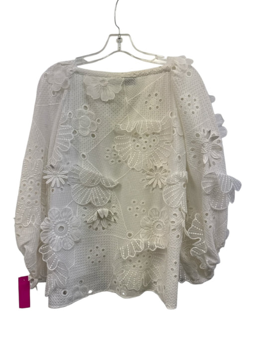 Hunter Bell Size Small Cream White Cotton Blend Long Sleeve Floral Eyelet Top Cream White / Small