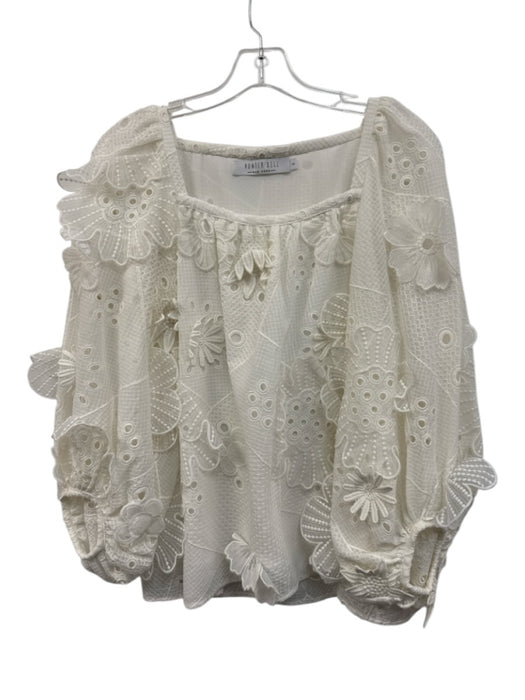 Hunter Bell Size Small Cream White Cotton Blend Long Sleeve Floral Eyelet Top Cream White / Small