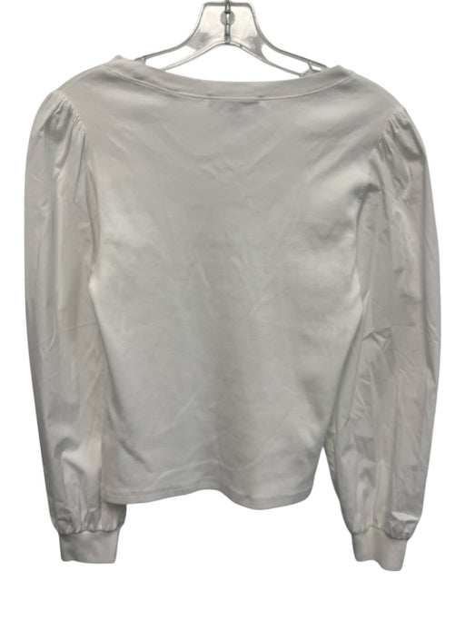 Veronica Beard Size Small White Cotton Blend Long puff sleeve Ribbed Top White / Small