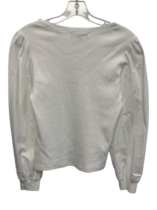 Veronica Beard Size Small White Cotton Blend Long puff sleeve Ribbed Top White / Small