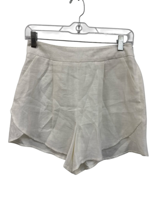 Milly Size 4 Cream White Polyamide Blend High Rise Pleated Tulip Hem Shorts Cream White / 4