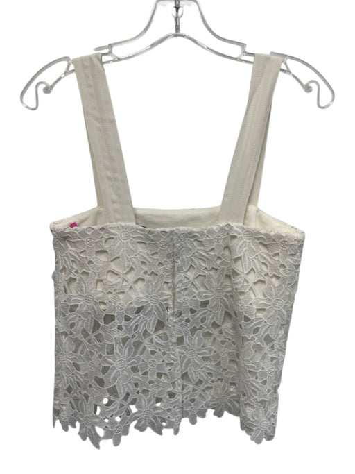 Karina Grimaldi Size Small Cream White Polyester Sleeveless Crochet Lace Top Cream White / Small