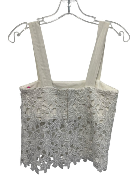 Karina Grimaldi Size Small Cream White Polyester Sleeveless Crochet Lace Top Cream White / Small