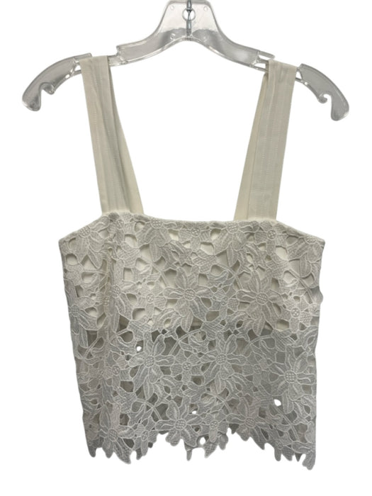 Karina Grimaldi Size Small Cream White Polyester Sleeveless Crochet Lace Top Cream White / Small