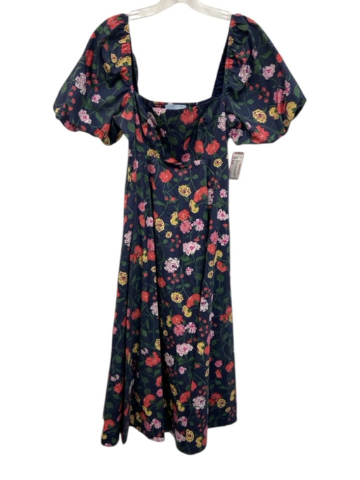 Hill House Size Small Navy, Green, Pink Cotton Short Bubble Sleeve Floral Dress Navy, Green, Pink / Small