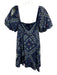 Hill House Size Small Navy, Green, Red Cotton Short Puff Sleeve Floral Dress Navy, Green, Red / Small