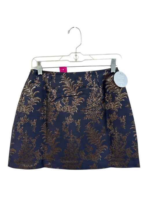 Hill House Size Small Navy blue & gold Polyester Blend darted Floral Skirt Navy blue & gold / Small