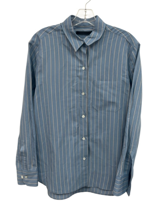 Jenni Kayne Size Small Blue & Beige Viscose Blend Long Sleeve Stripe Top Blue & Beige / Small