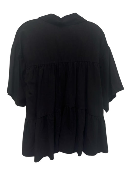 SABO Size 4 Black Cotton Elastic Drawstring Waist High Rise Tiered Short Set Black / 4