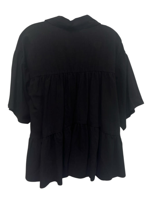SABO Size 4 Black Cotton Elastic Drawstring Waist High Rise Tiered Short Set Black / 4