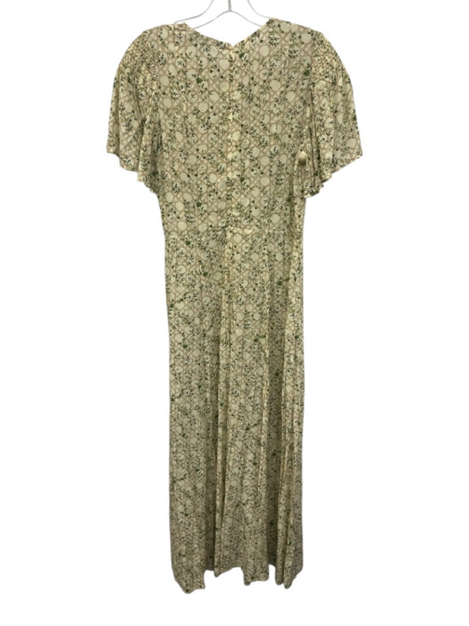 Hill House Size XS yellow, green, brown Viscose Short flutter sleeve Midi Dress yellow, green, brown / XS