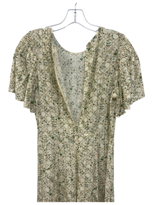 Hill House Size XS yellow, green, brown Viscose Short flutter sleeve Midi Dress yellow, green, brown / XS