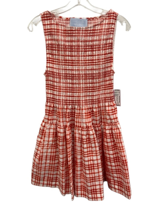 Hill House Size Small Red & White Cotton Sleeveless Plaid Smocked Tiered Dress Red & White / Small