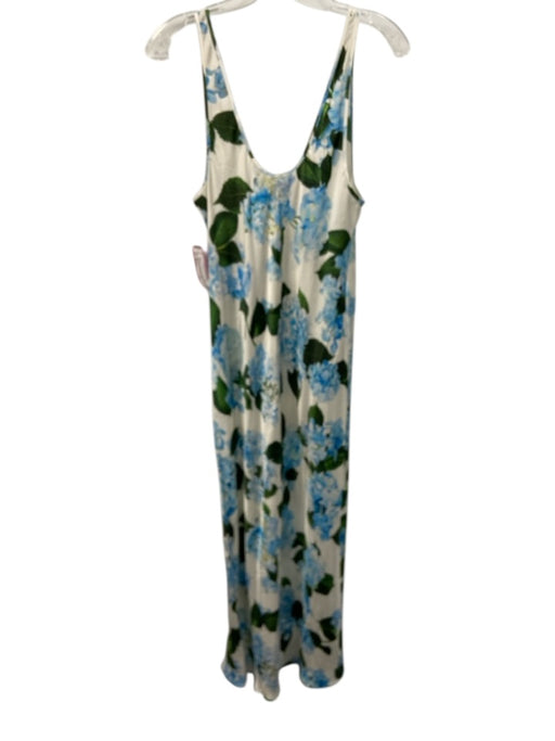 L'agence Size Medium Blue, White, Green Viscose Blend Sleeveless Midi Dress Blue, White, Green / Medium
