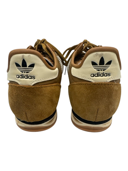 Adidas Shoe Size 8 Brown & White Leather Upper Round Toe Striped Sneakers Brown & White / 8
