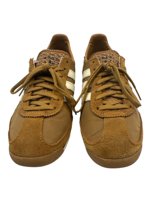 Adidas Shoe Size 8 Brown & White Leather Upper Round Toe Striped Sneakers Brown & White / 8