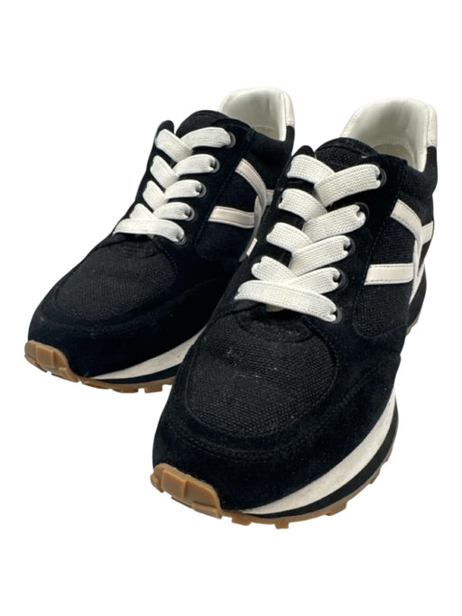 Veronica Beard Shoe Size 8.5 Black & White Leather Upper Almond Toe Sneakers Black & White / 8.5