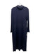 Zara Size L Navy Blue Polyester Ribbed Upper Mock Neck Long Sleeve Midi Dress Navy Blue / L