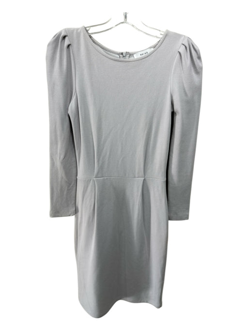 Reiss Size 2 Light Gray Viscose Blend Back Zip Long Sleeve Dress Light Gray / 2