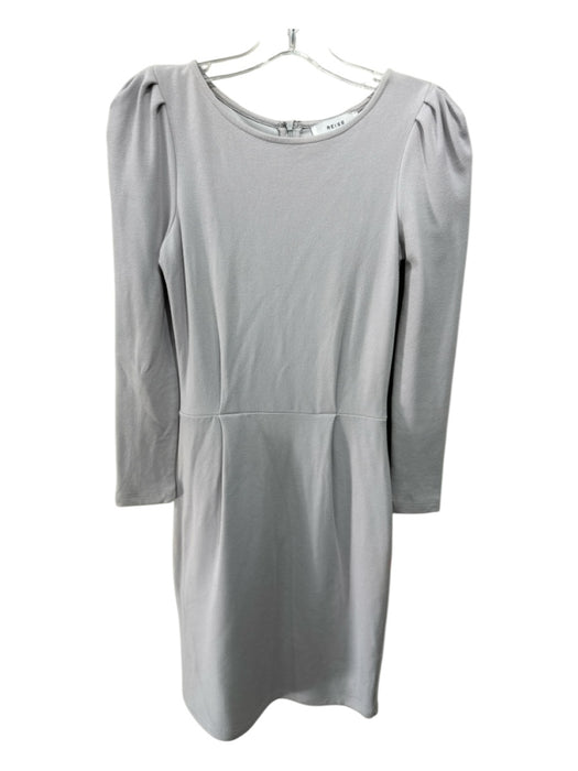 Reiss Size 2 Light Gray Viscose Blend Back Zip Long Sleeve Dress Light Gray / 2