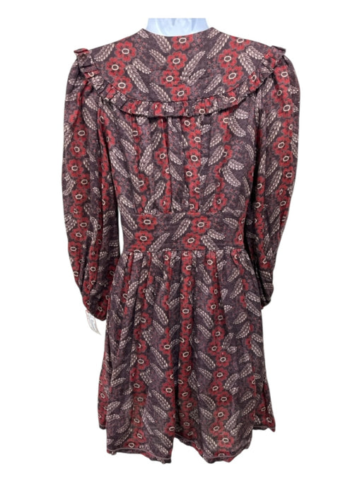 Zimmermann Size 0 Purple & Red print Linen Blend Lace Up Floral Dress Purple & Red print / 0