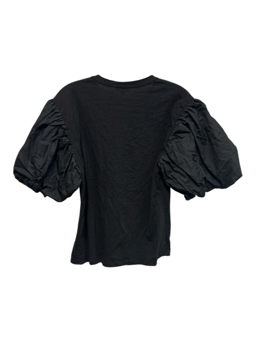 A.L.C. Size S Black Cotton Short Puff Sleeve Top Black / S