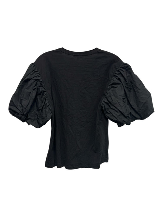 A.L.C. Size S Black Cotton Short Puff Sleeve Top Black / S