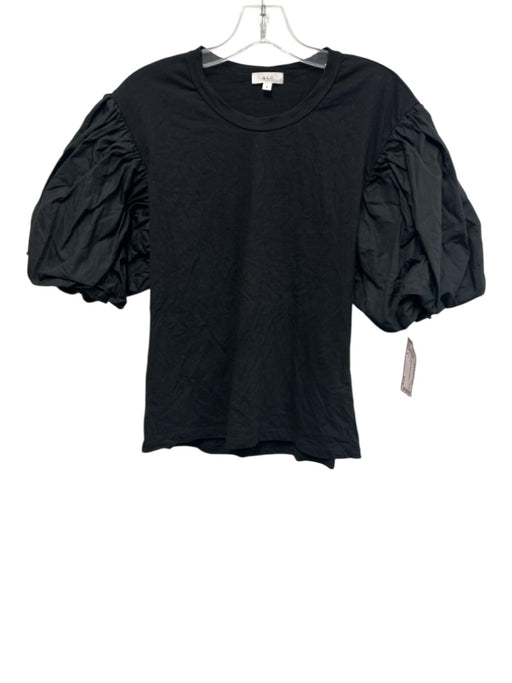 A.L.C. Size S Black Cotton Short Puff Sleeve Top Black / S