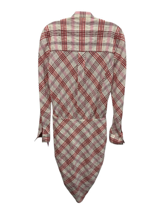 Veronica Beard Size 4 White & Multi Cotton & Viscose Checkered Long Sleeve Dress White & Multi / 4
