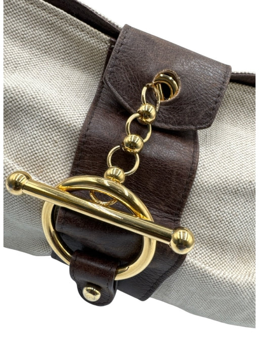 Marni Beige & Brown Canvas & Leather Gold hardware Shoulder Strap Bag Beige & Brown / S/M