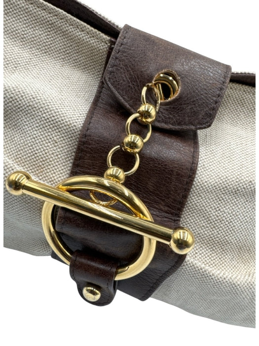 Marni Beige & Brown Canvas & Leather Gold hardware Shoulder Strap Bag Beige & Brown / S/M
