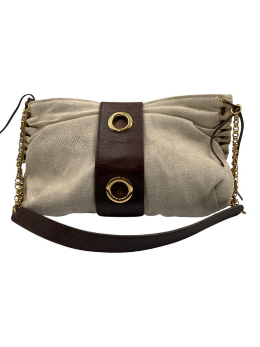 Marni Beige & Brown Canvas & Leather Gold hardware Shoulder Strap Bag Beige & Brown / S/M