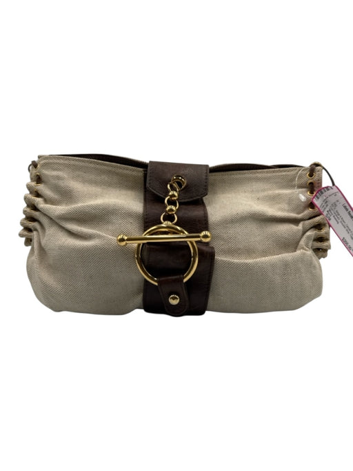 Marni Beige & Brown Canvas & Leather Gold hardware Shoulder Strap Bag Beige & Brown / S/M