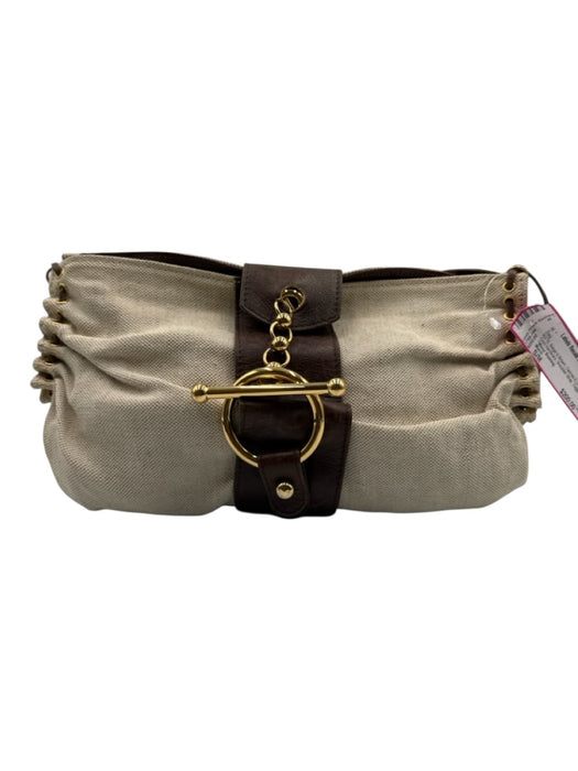 Marni Beige & Brown Canvas & Leather Gold hardware Shoulder Strap Bag Beige & Brown / S/M